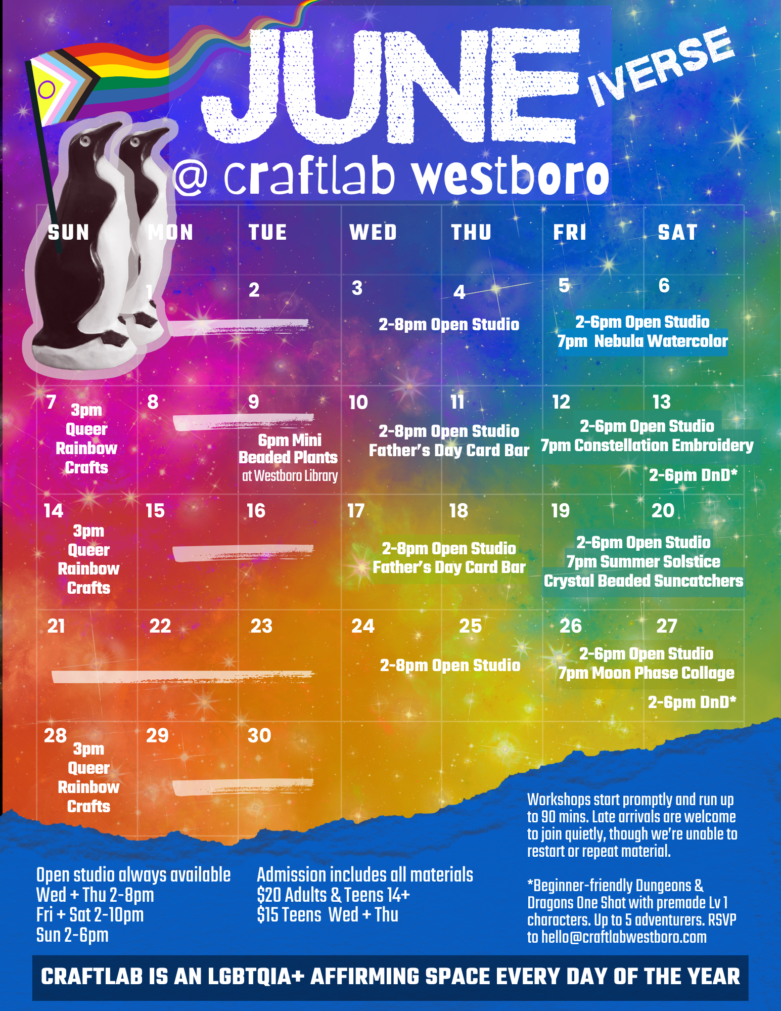 Craftlab Westboro calendar of events for June Pride